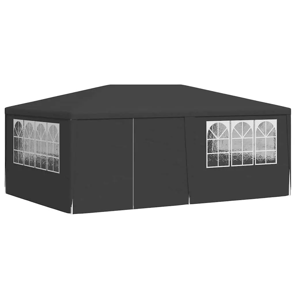 Party Tent 4x6 m Anthracite Outdoor Marquee with Side Walls Windows Door