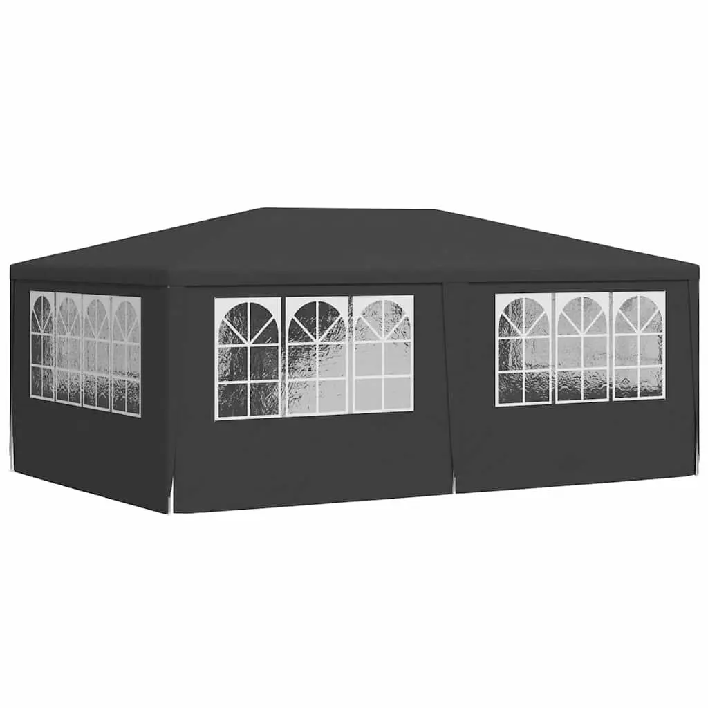 Party Tent 4x6 m Anthracite Outdoor Marquee with Side Walls Windows Door