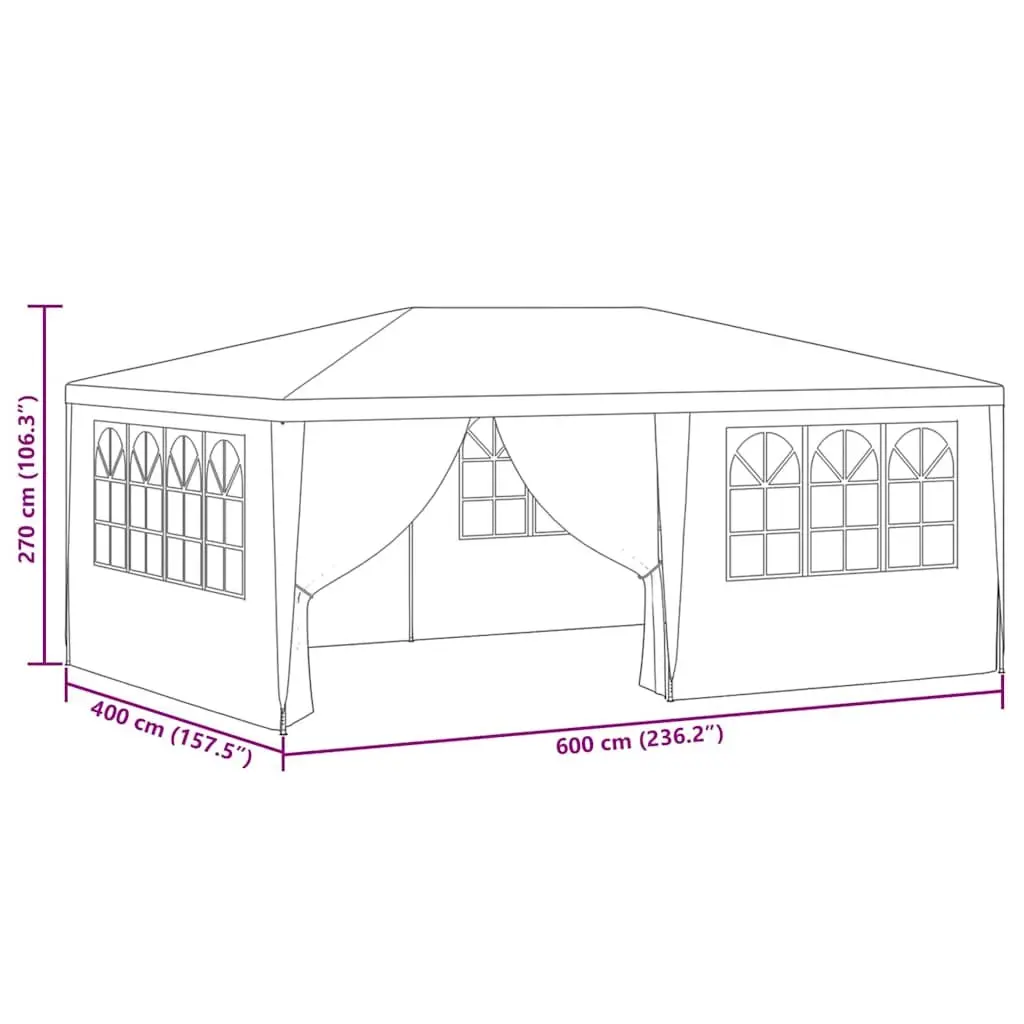 Party Tent 4x6 m Anthracite Outdoor Marquee with Side Walls Windows Door