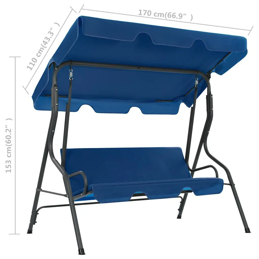 Garden Swing Bench Blue Outdoor Patio Seating Canopy Shade Fabric Seat