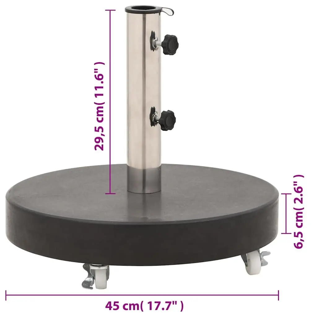 30kg Round Black Granite Umbrella Base with Castors