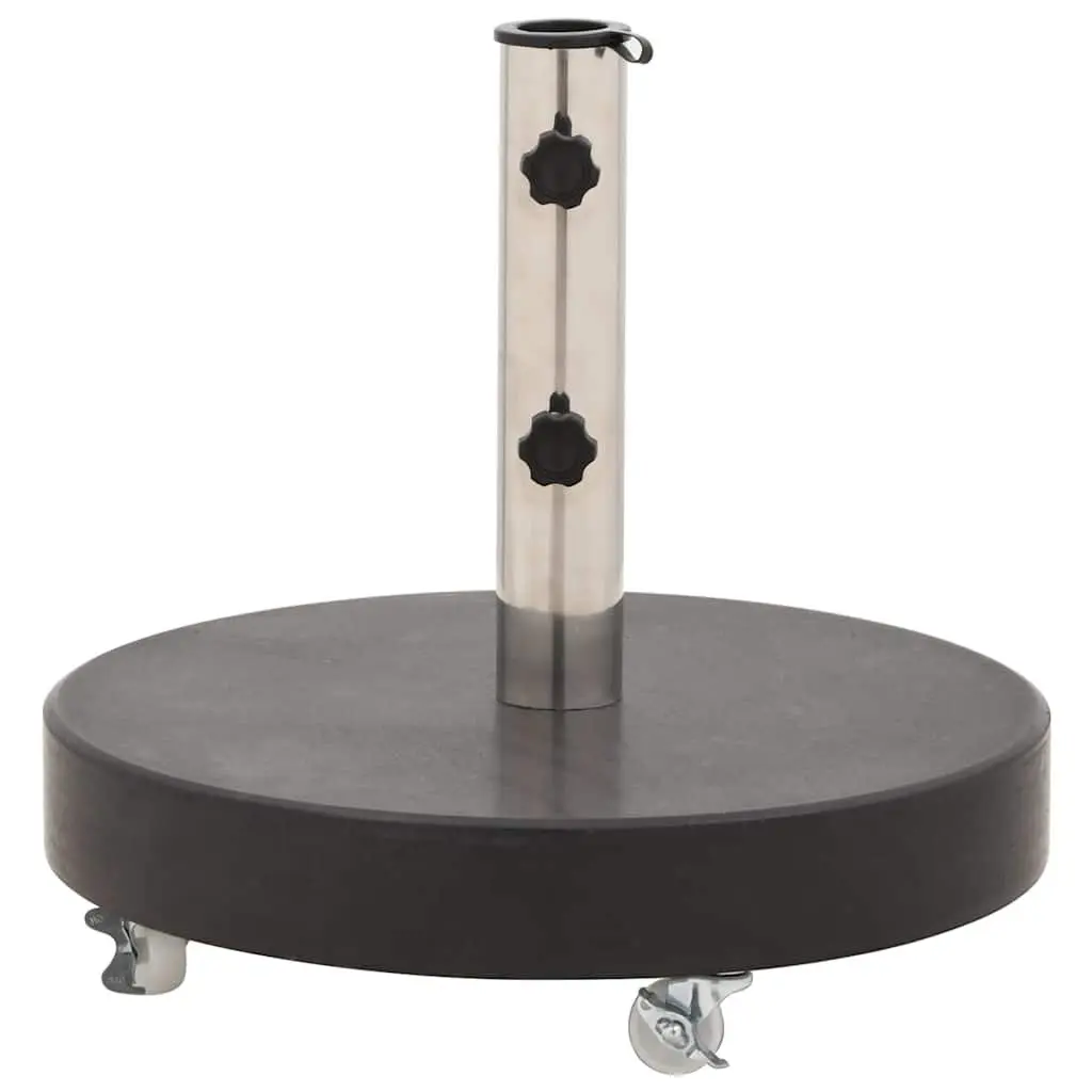 30kg Round Black Granite Umbrella Base with Castors