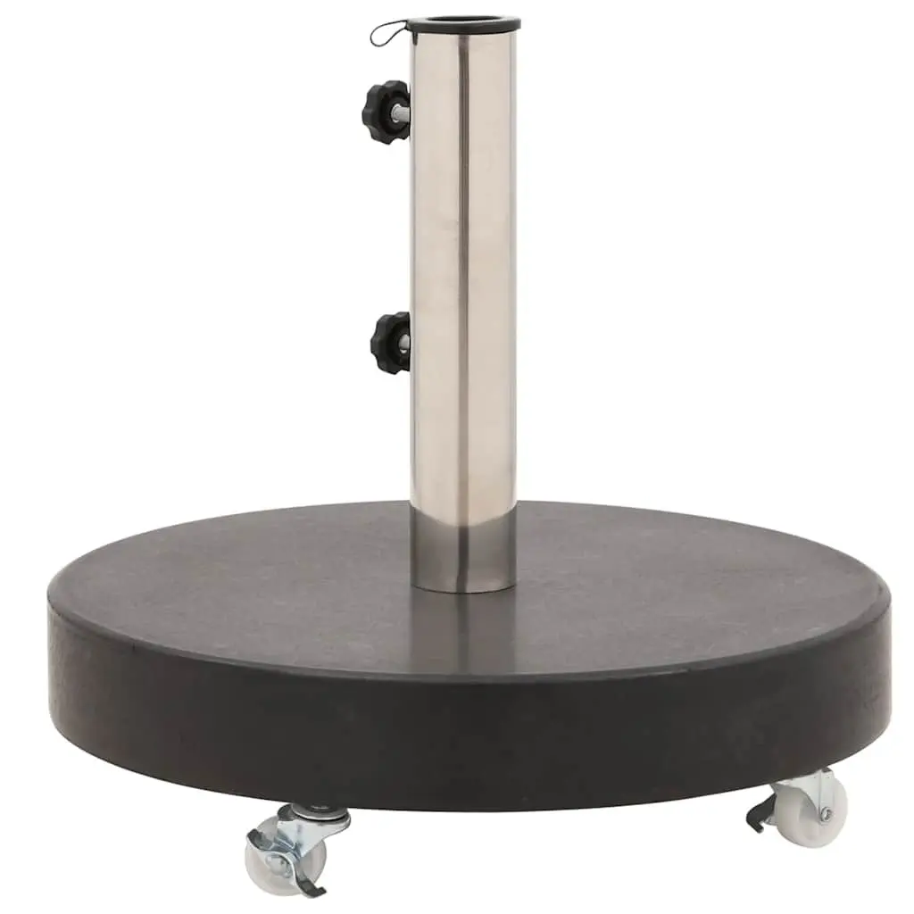 30kg Round Black Granite Umbrella Base with Castors