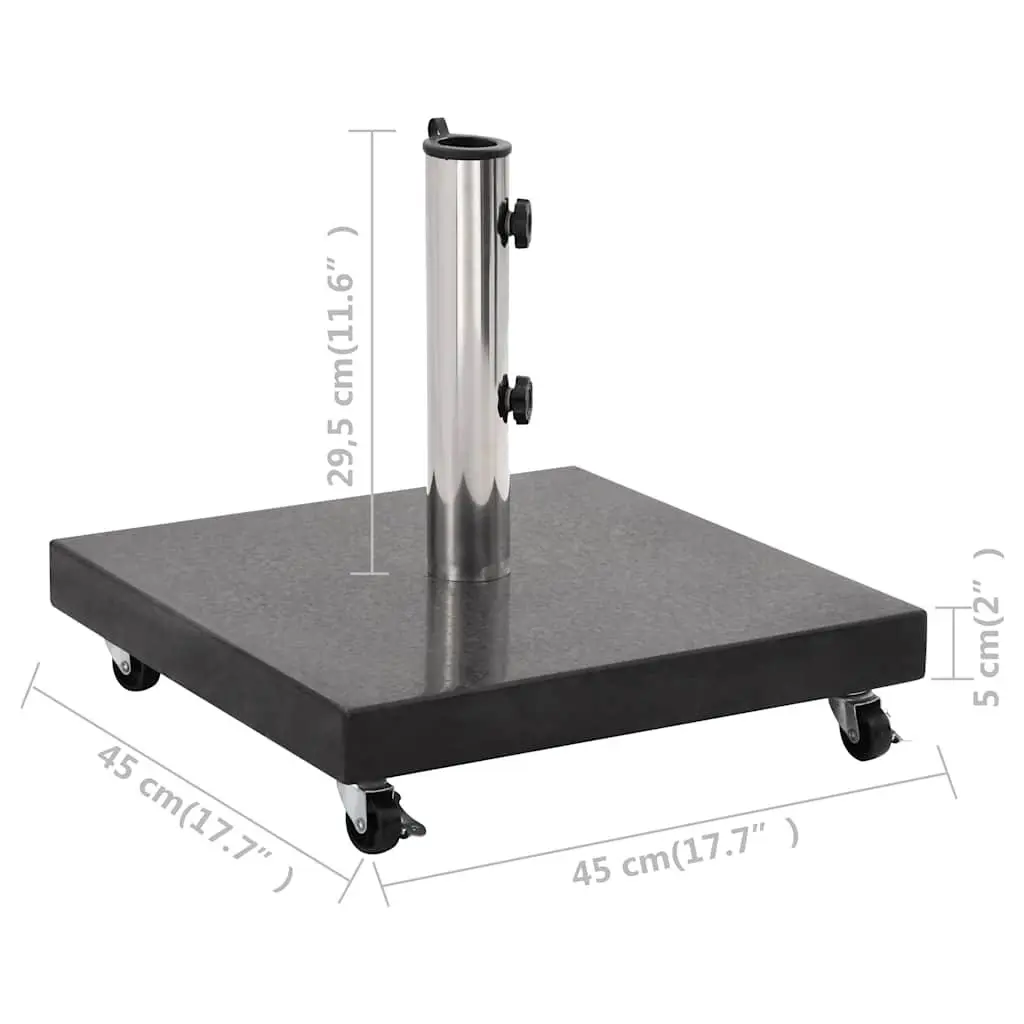 Square Granite Parasol Base Outdoor Umbrella Stand Weight Anchor 30kg Black