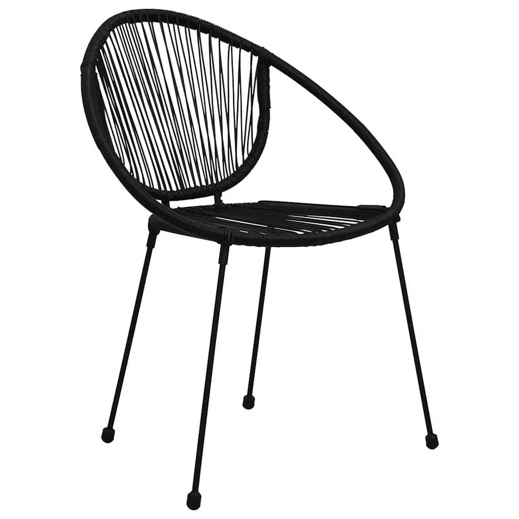 Outdoor Garden Chairs Set 2 Piece Stackable Patio Seating Black Rattan Style