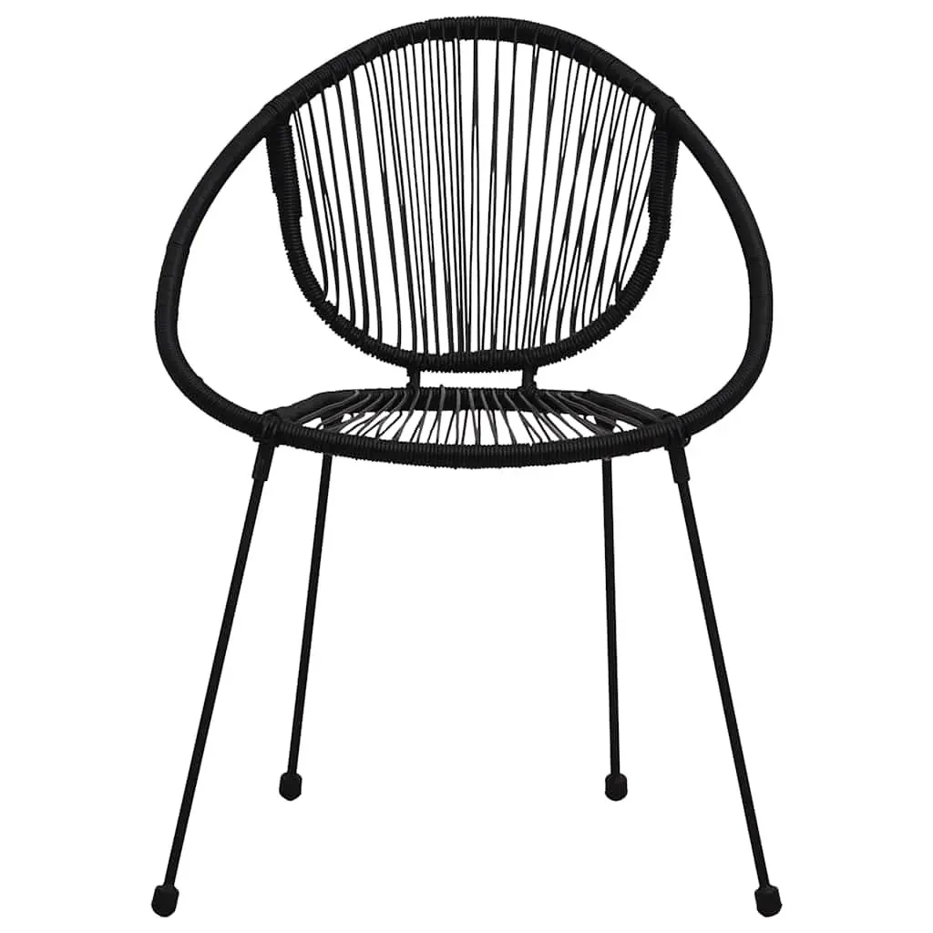 Outdoor Garden Chairs Set 2 Piece Stackable Patio Seating Black Rattan Style