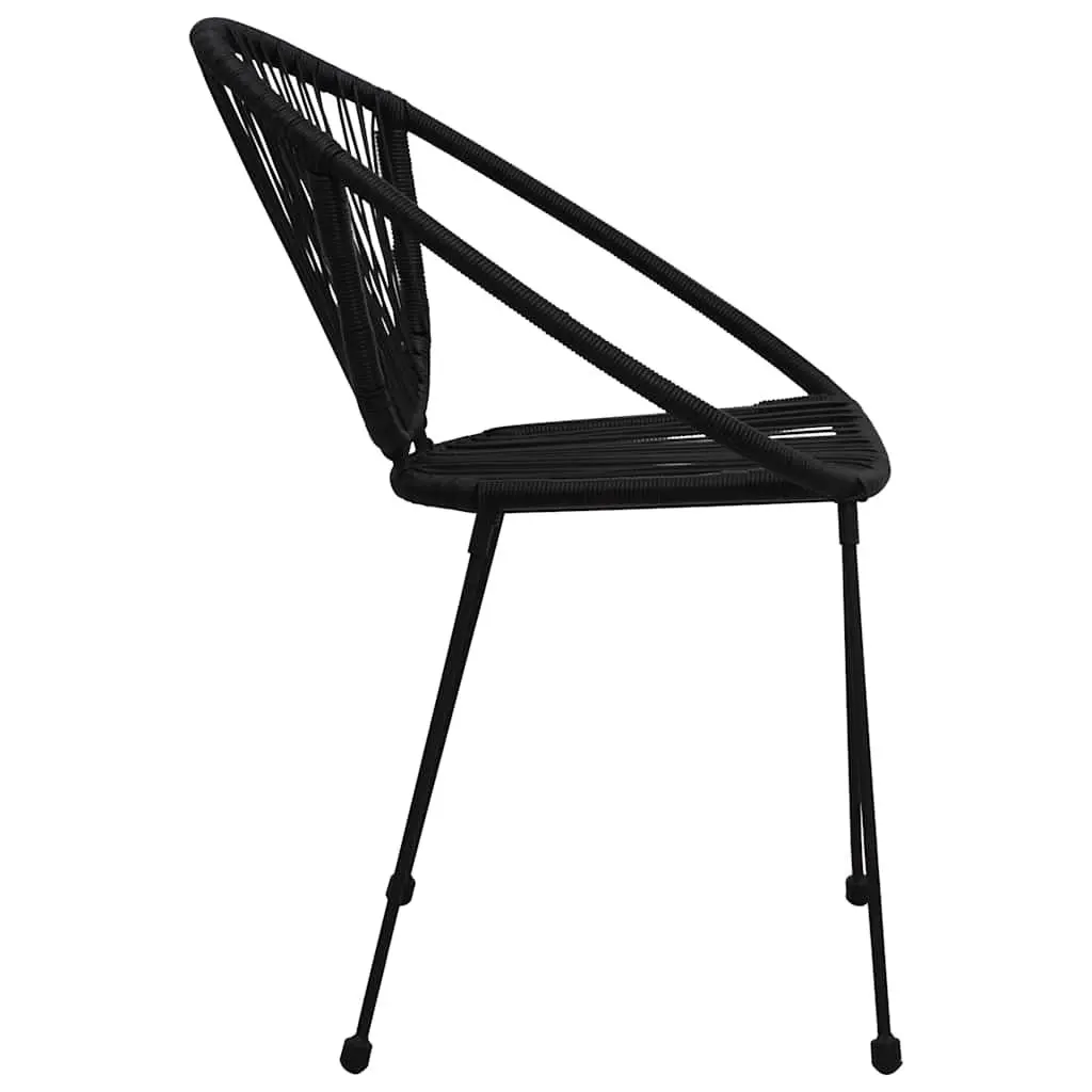 Outdoor Garden Chairs Set 2 Piece Stackable Patio Seating Black Rattan Style
