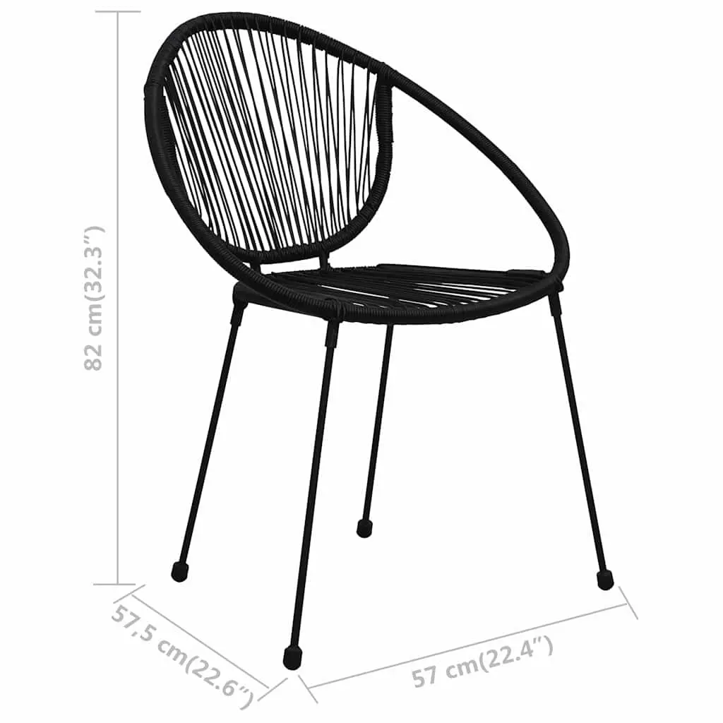 Outdoor Garden Chairs Set 2 Piece Stackable Patio Seating Black Rattan Style