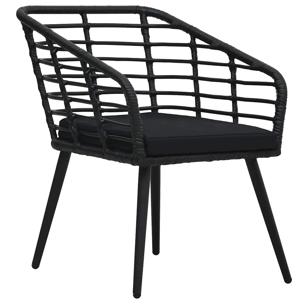 3 Piece Bistro Set Outdoor Patio Garden Furniture Black Poly Rattan Chairs Table