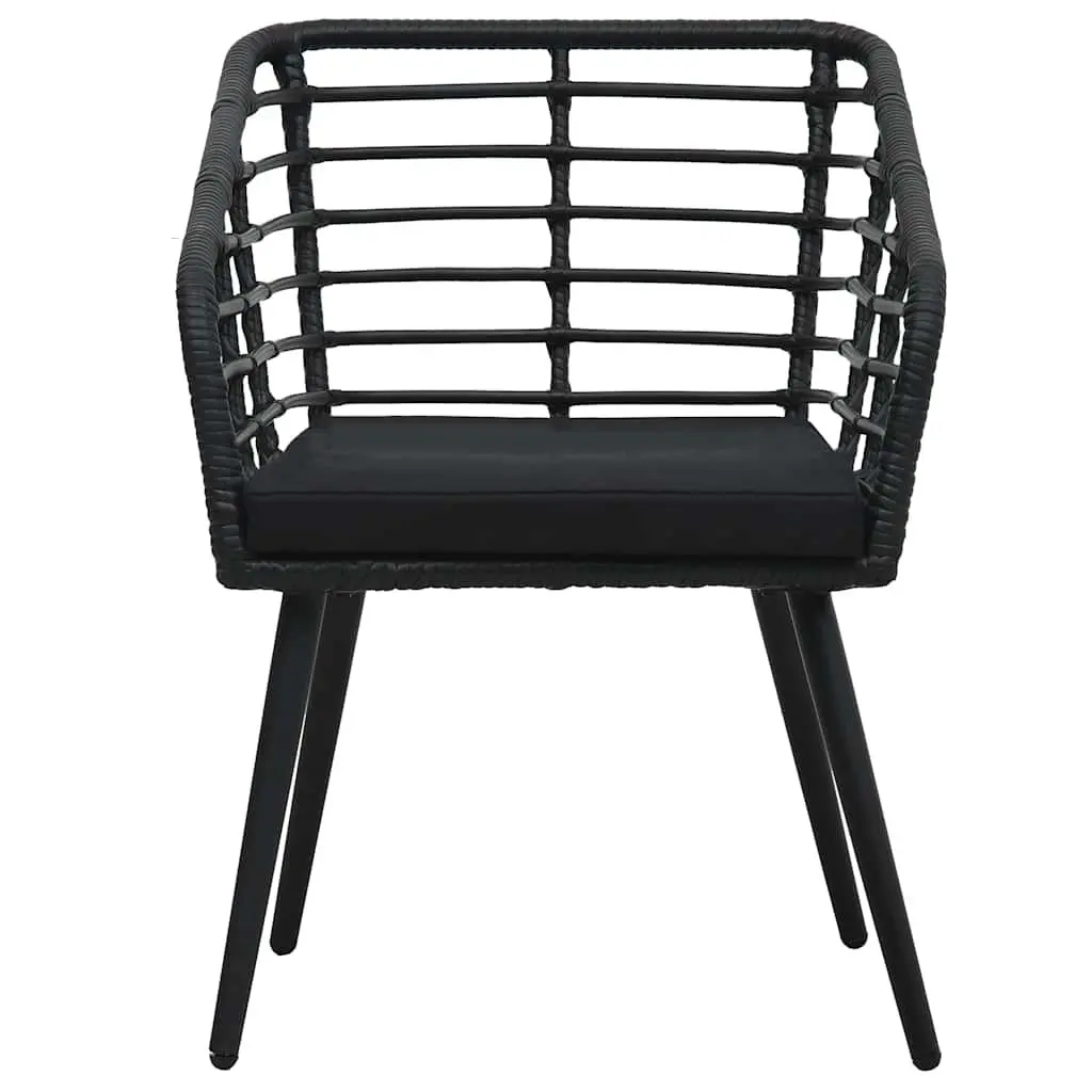 3 Piece Bistro Set Outdoor Patio Garden Furniture Black Poly Rattan Chairs Table