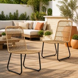 Specifications of 2 pcs Brown Outdoor Chairs with Steel Frame