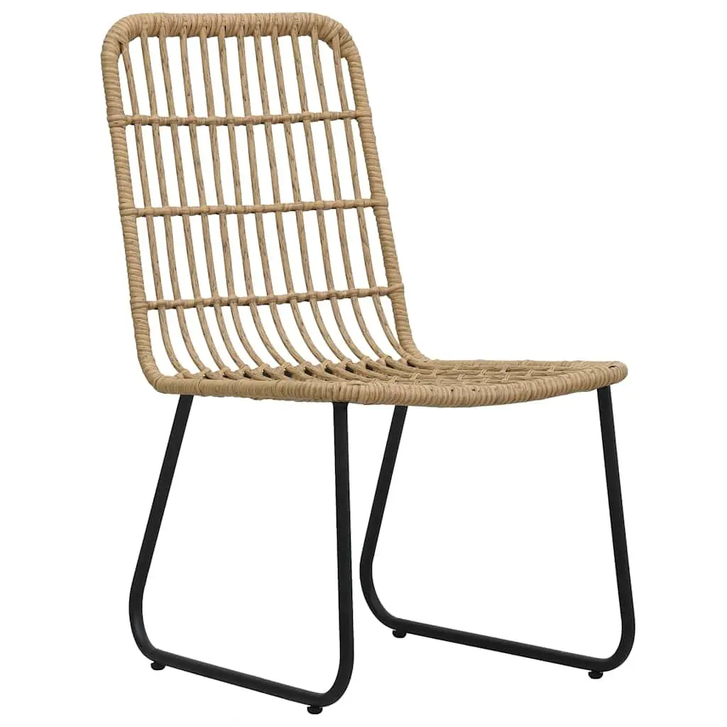 2 pcs Brown Outdoor Chairs with Steel Frame