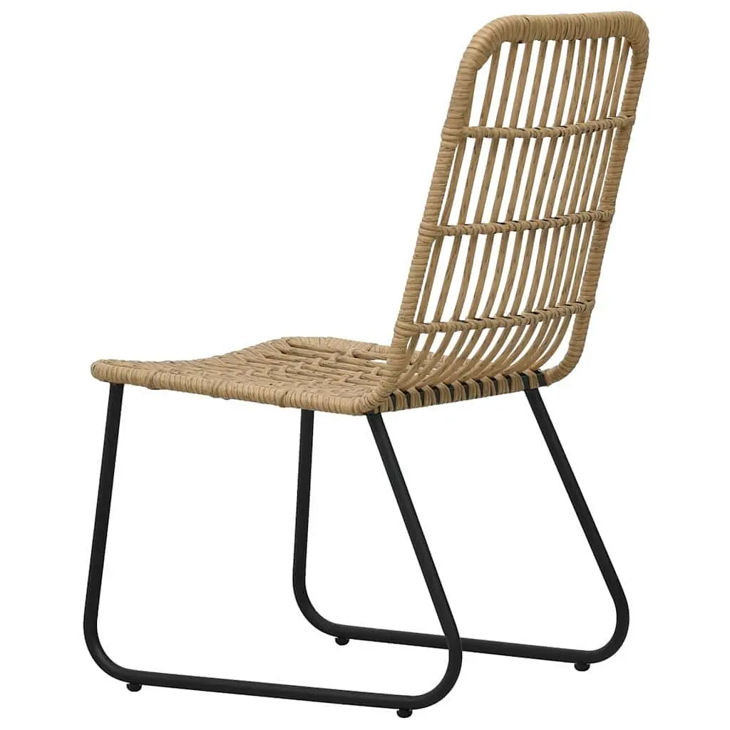 2 pcs Brown Outdoor Chairs with Steel Frame