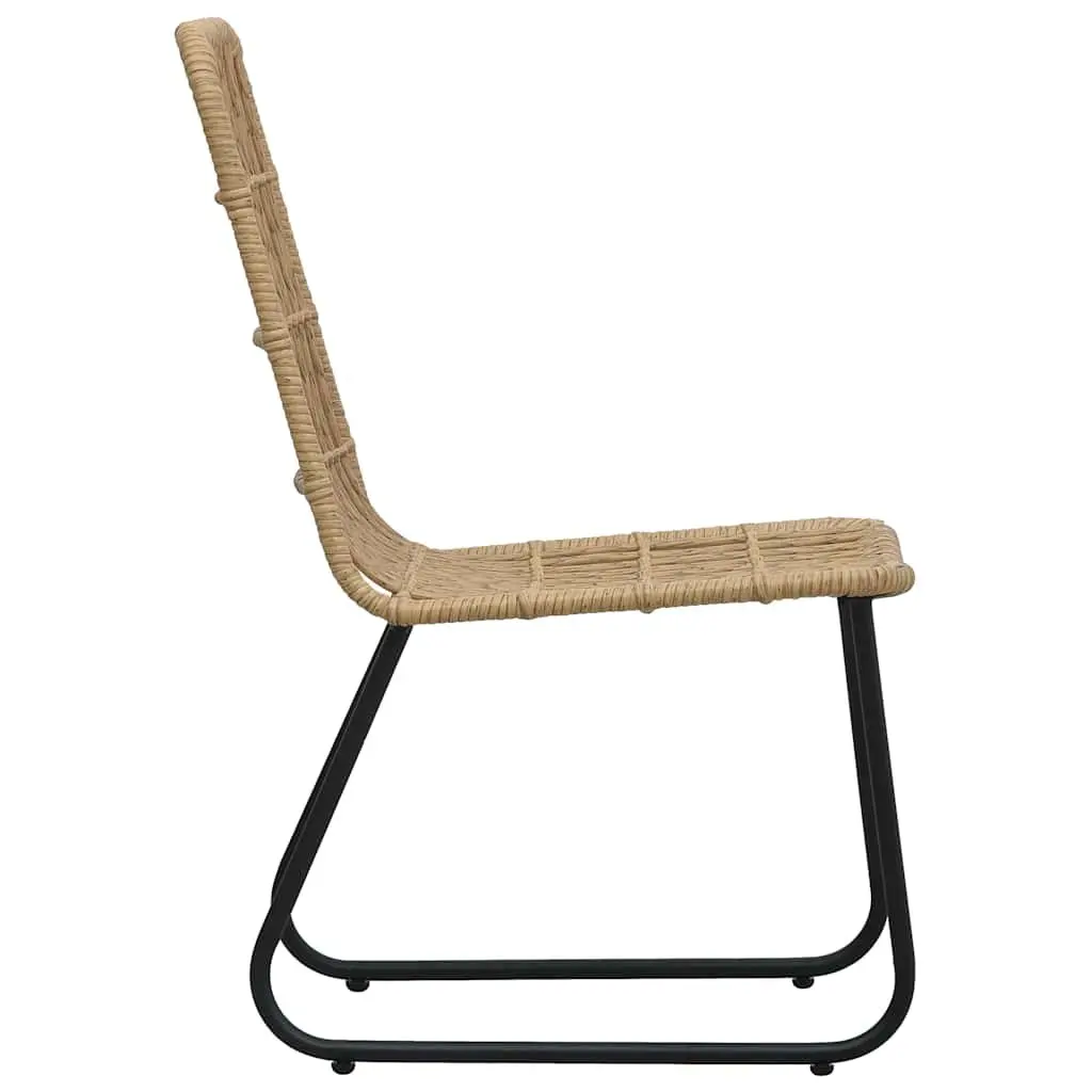 2 pcs Brown Outdoor Chairs with Steel Frame