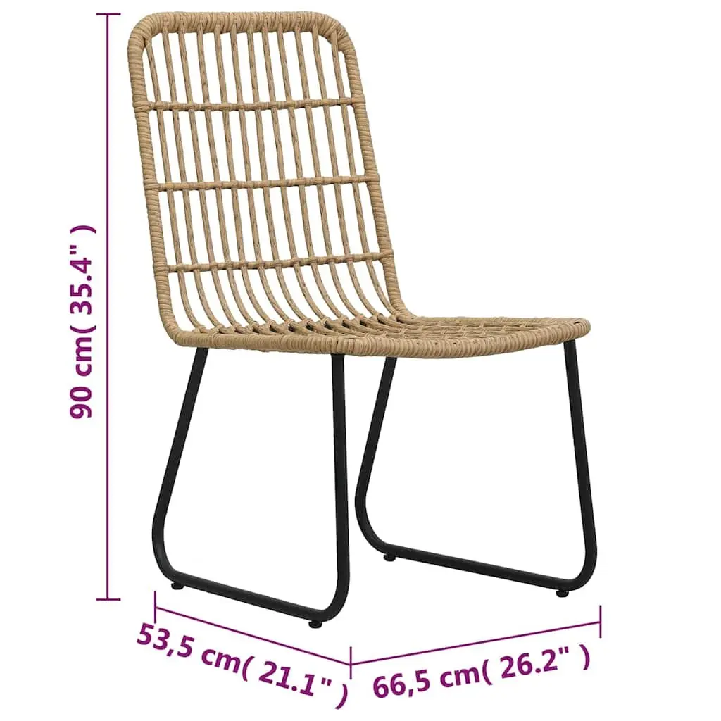 2 pcs Brown Outdoor Chairs with Steel Frame