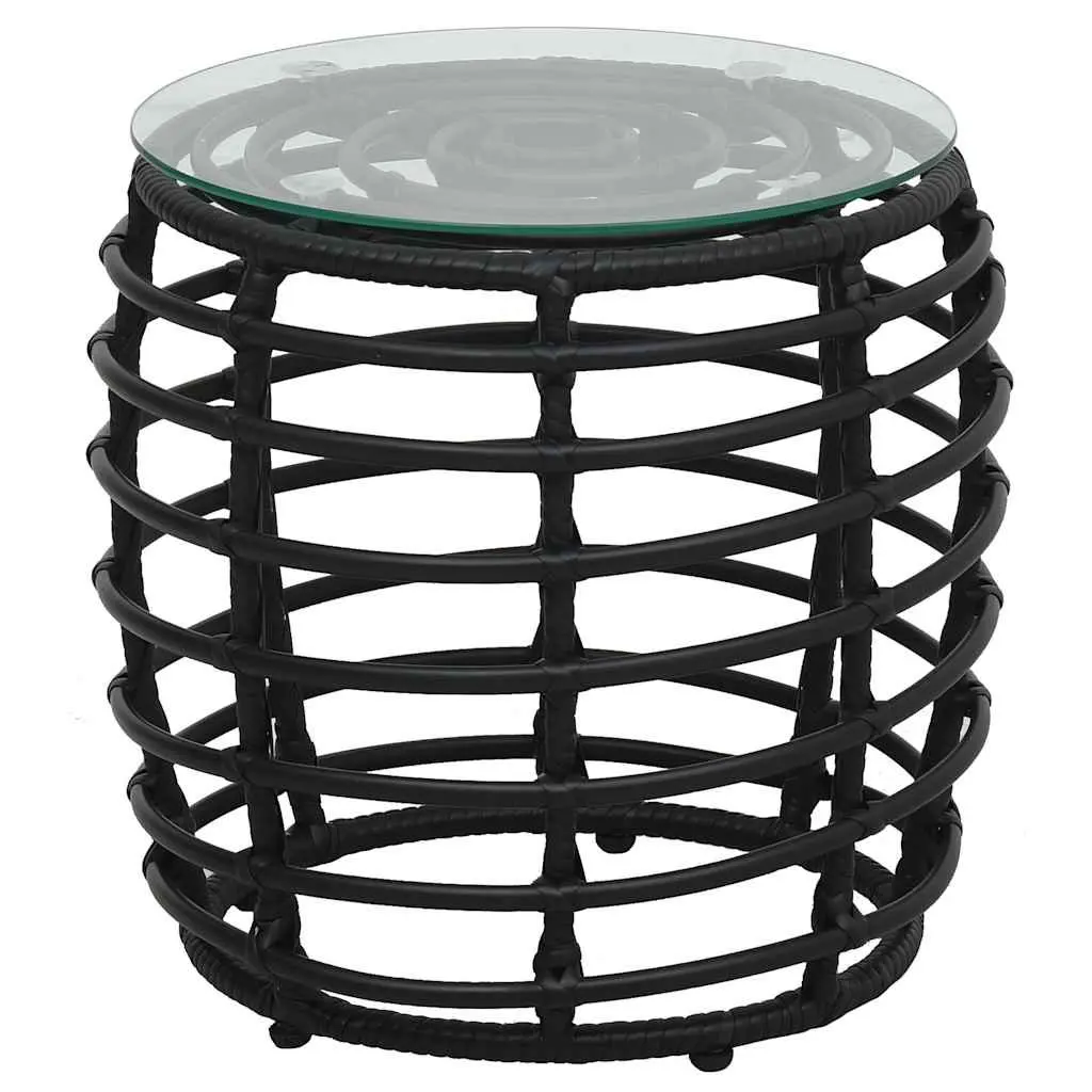 Outdoor Bistro Set Poly Rattan Chairs and Coffee Table for Garden Black 3 Piece