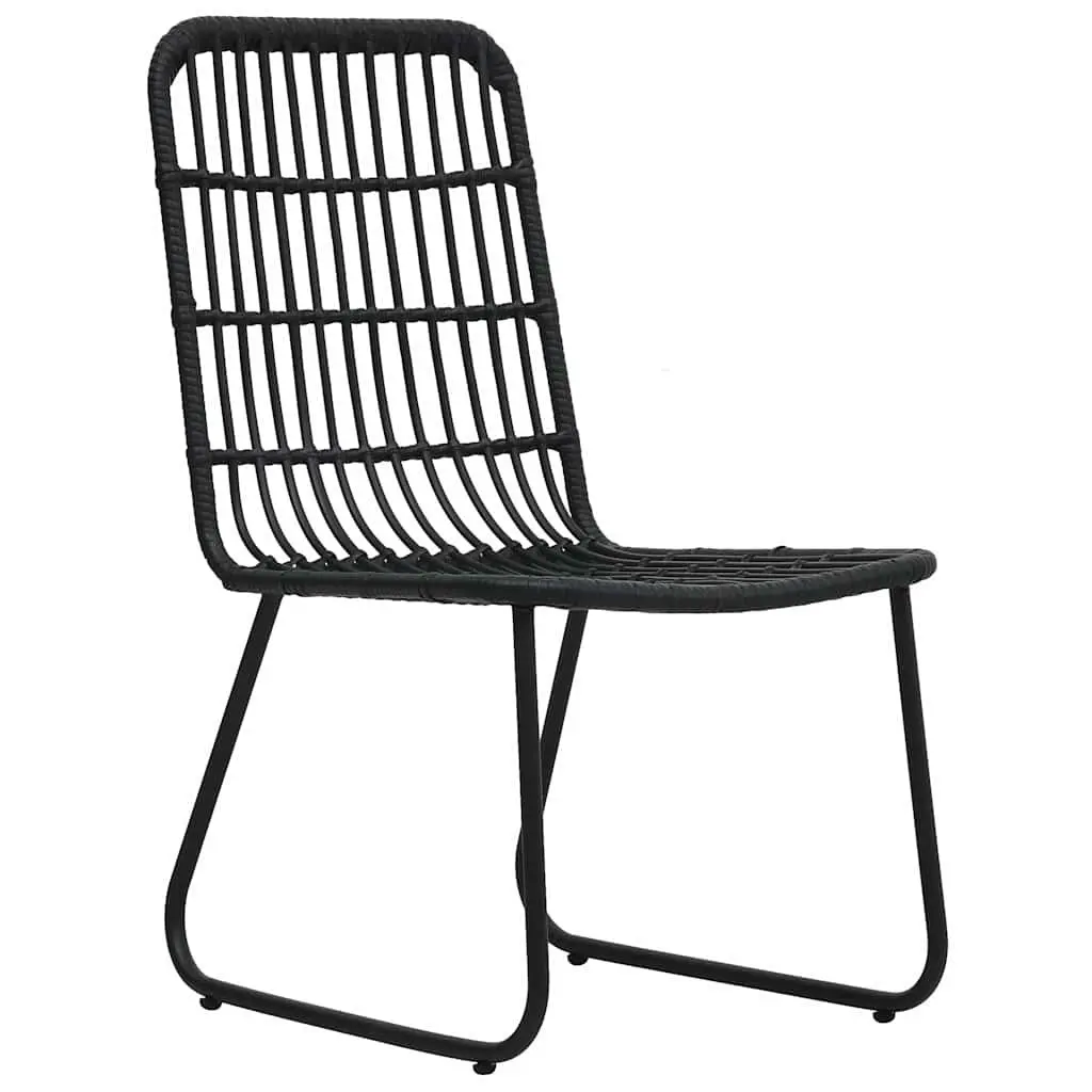 Outdoor Bistro Set Poly Rattan Chairs and Coffee Table for Garden Black 3 Piece