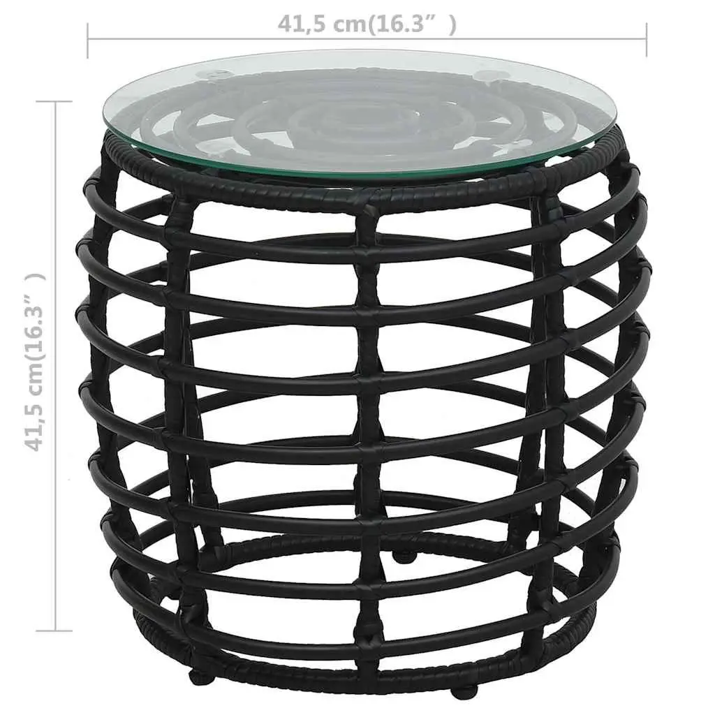 Outdoor Bistro Set Poly Rattan Chairs and Coffee Table for Garden Black 3 Piece
