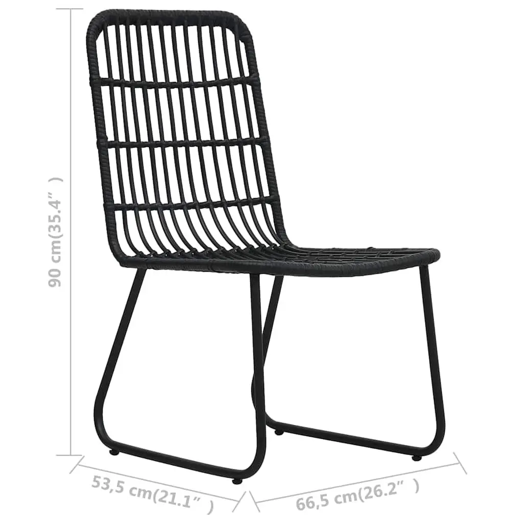 Outdoor Bistro Set Poly Rattan Chairs and Coffee Table for Garden Black 3 Piece