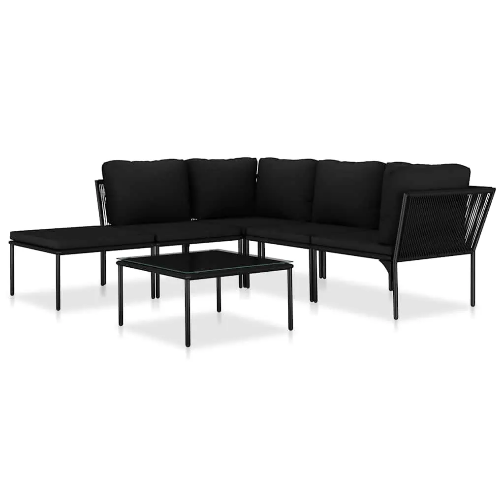 Garden Lounge Set Outdoor Patio Furniture 6 Piece Black PVC Wire