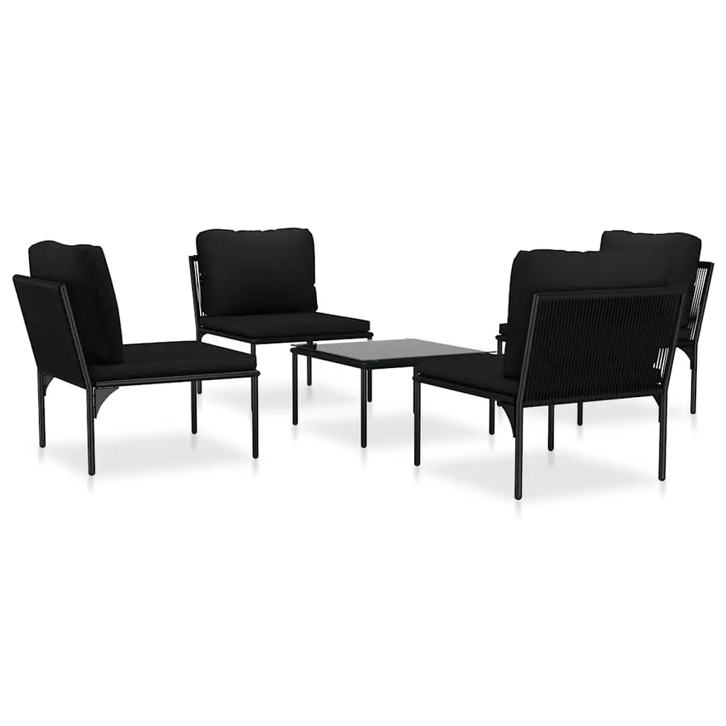 5 Piece Garden Lounge Set Outdoor Furniture Black Patio Sectional