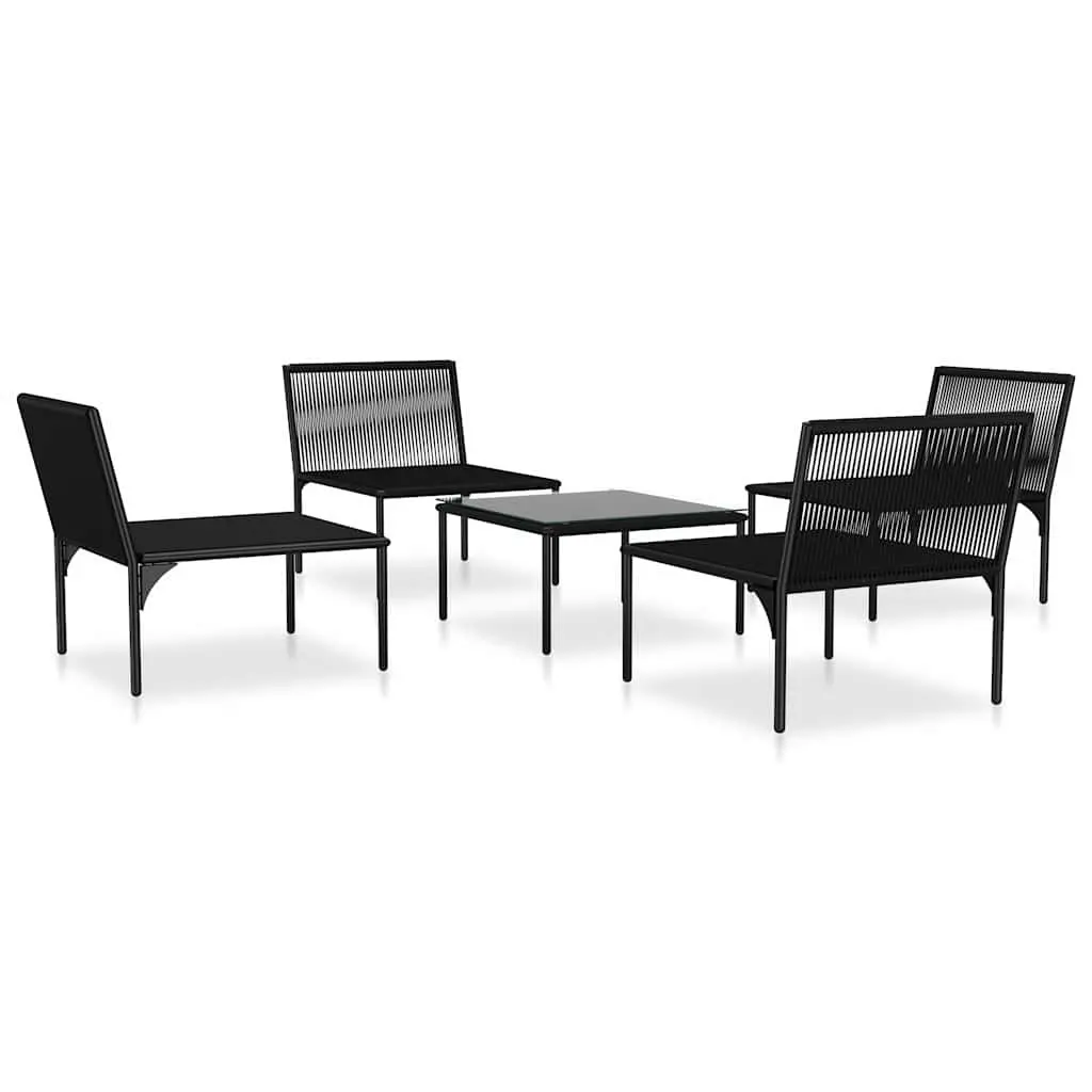 5 Piece Garden Lounge Set Outdoor Furniture Black Patio Sectional