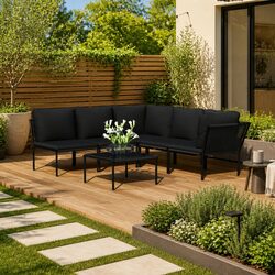 Garden Lounge Set Specifications: 6 Piece Sofa with PVC Cushions