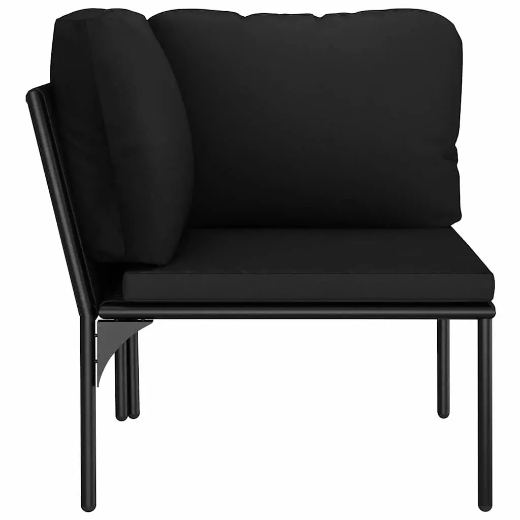 Garden Lounge Set Outdoor Use 6 Piece Black PVC Cushions