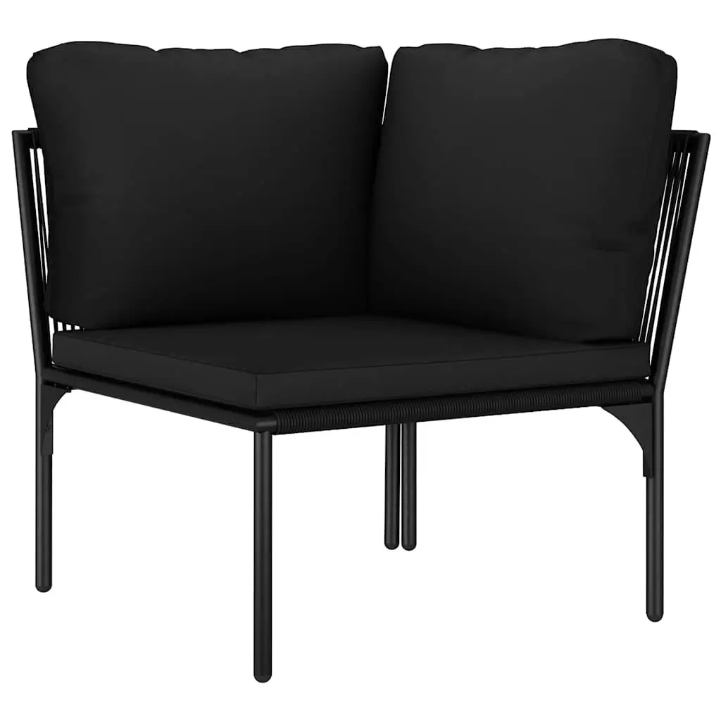 Garden Lounge Set Outdoor Use 6 Piece Black PVC Cushions