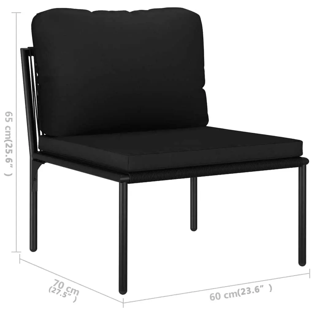3 Piece Garden Lounge Set Outdoor Use Black PVC Wire