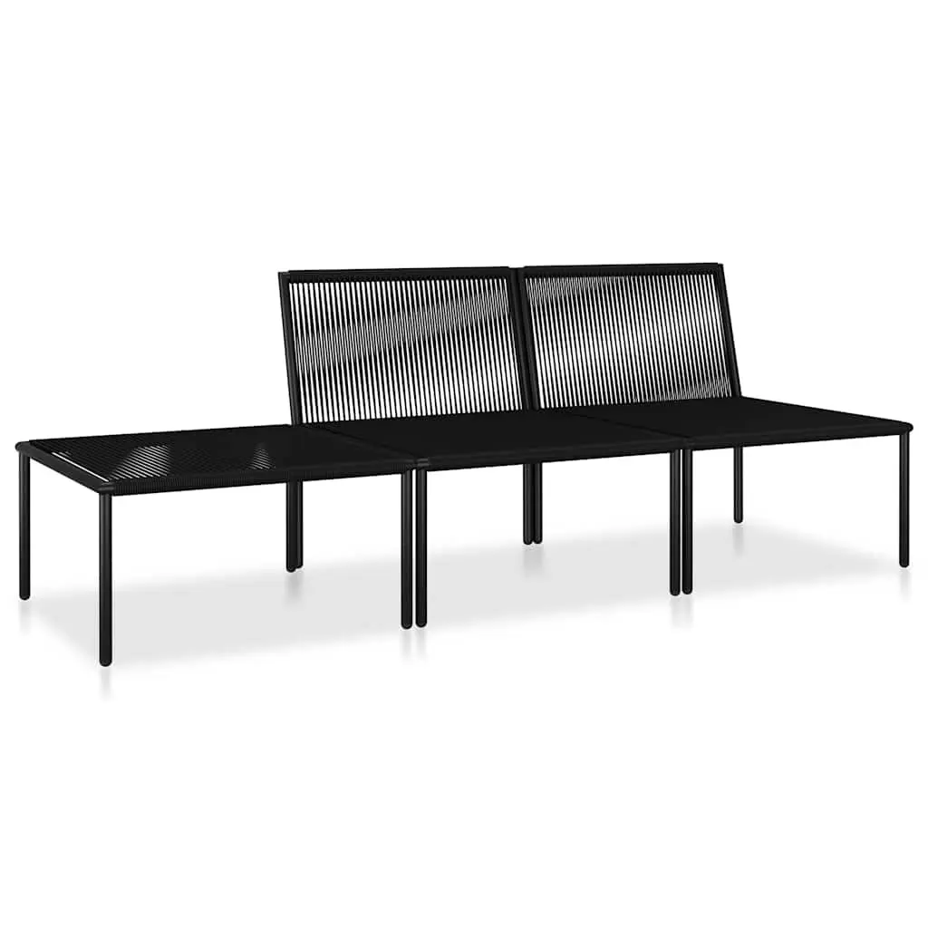 3 Piece Garden Lounge Set Outdoor Use Black PVC Wire