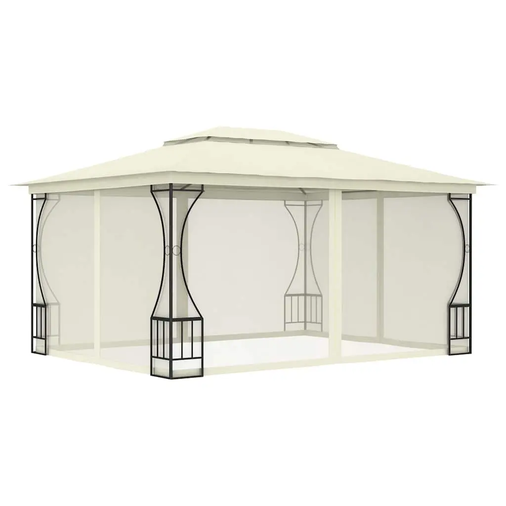 Cream Gazebo with Nets 300x400x265cm Outdoor Canopy for Backyard Events and Parties