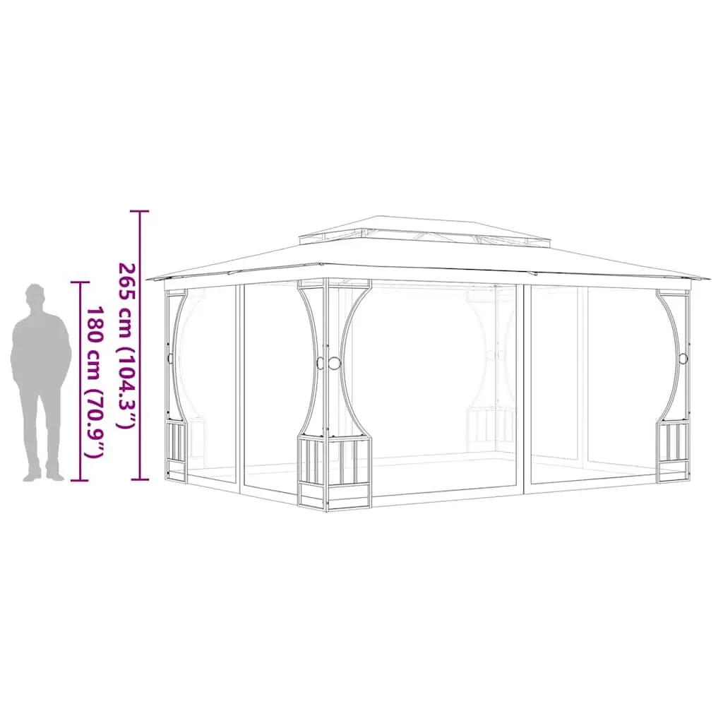Cream Gazebo with Nets 300x400x265cm Outdoor Canopy for Backyard Events and Parties