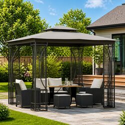 Gazebo with Nets 300x300x265 cm Outdoor Party Tent Backyard Canopy Anthracite