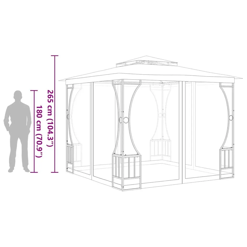 Gazebo with Nets 300x300x265 cm Outdoor Party Tent Backyard Canopy Anthracite