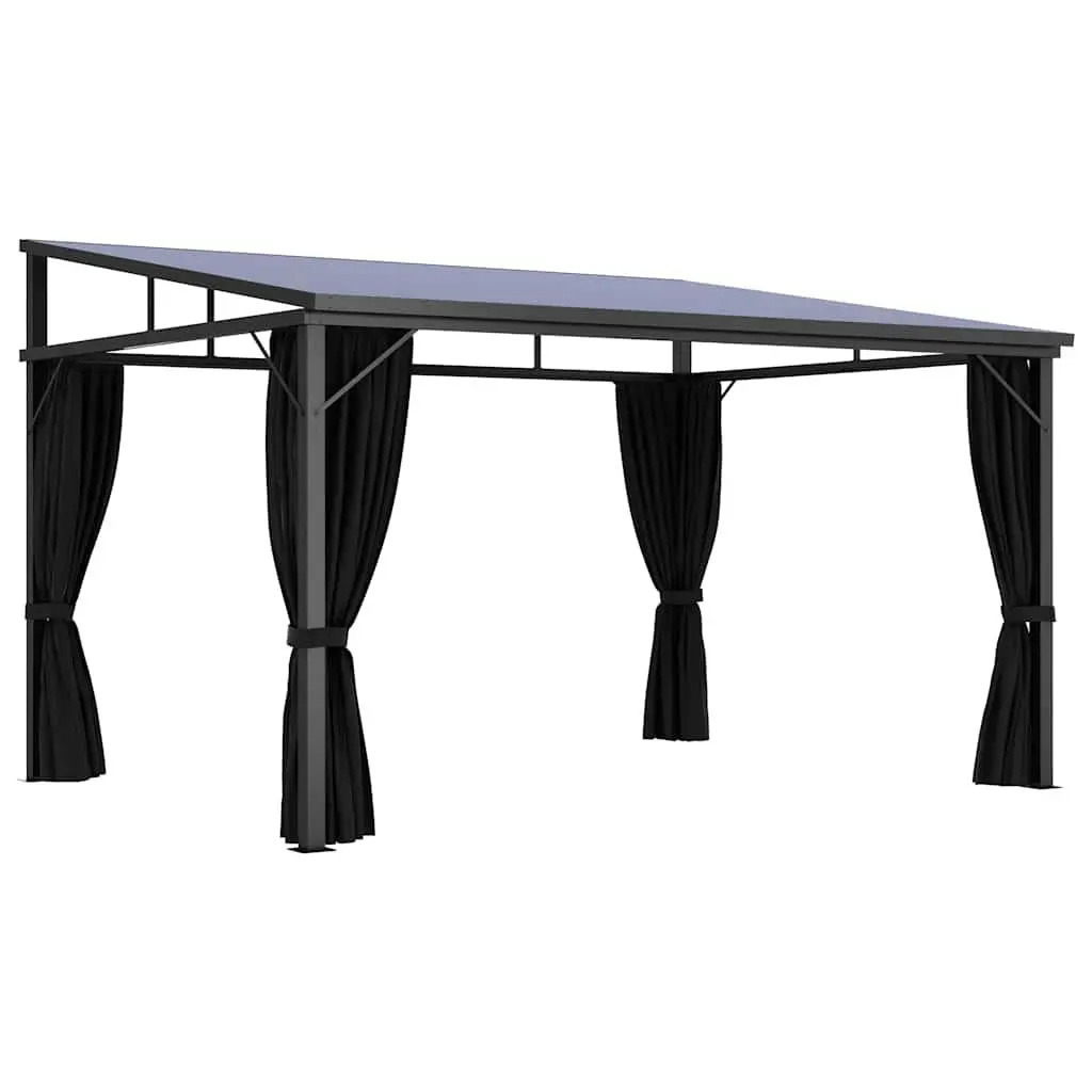 Gazebo with Curtain Outdoor Canopy Shade Shelter 405x294x244 cm Anthracite