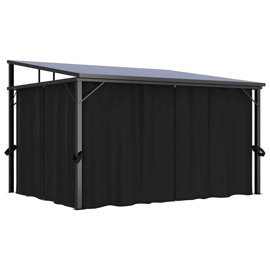 Gazebo with Curtain Outdoor Canopy Shade Shelter 405x294x244 cm Anthracite