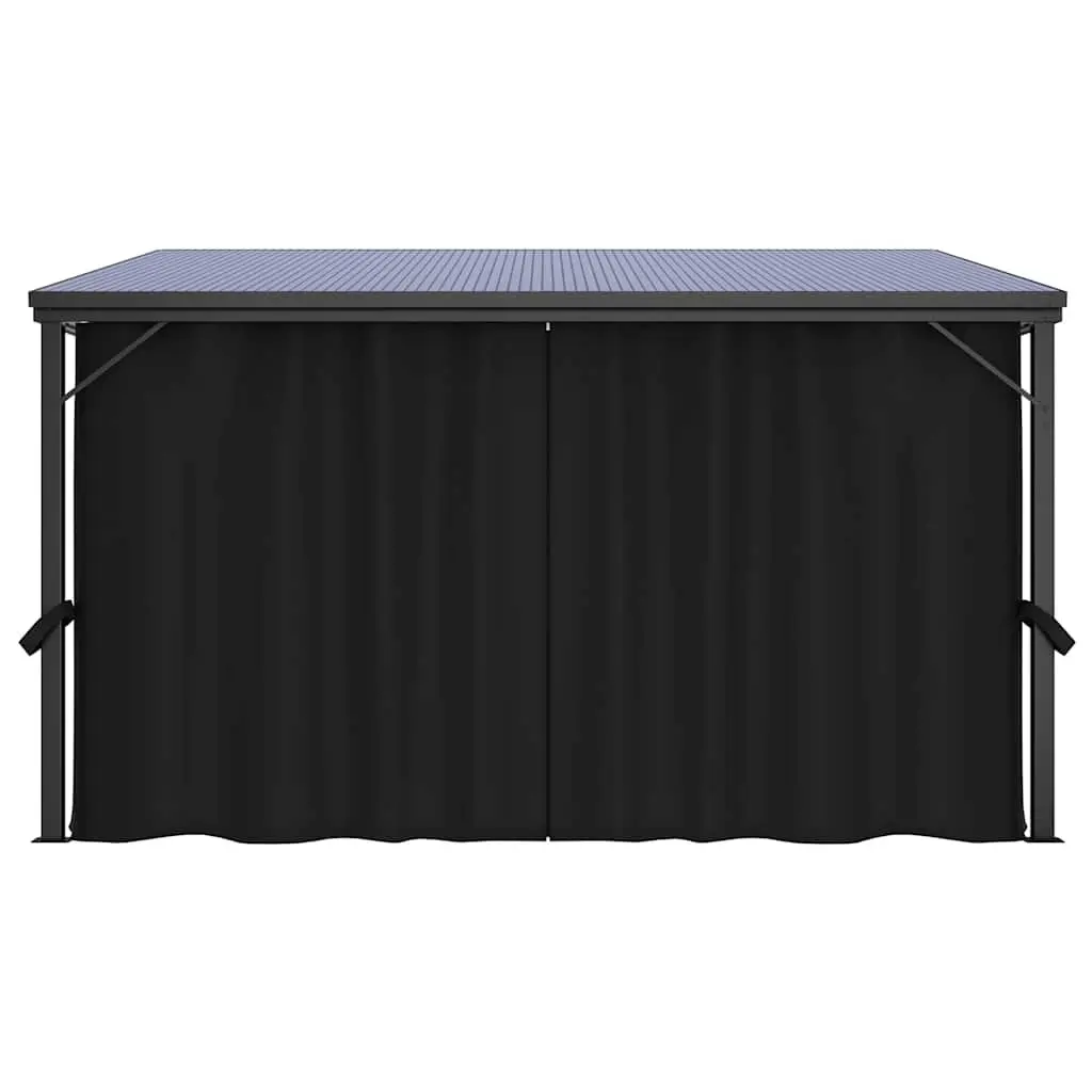 Gazebo with Curtain Outdoor Canopy Shade Shelter 405x294x244 cm Anthracite