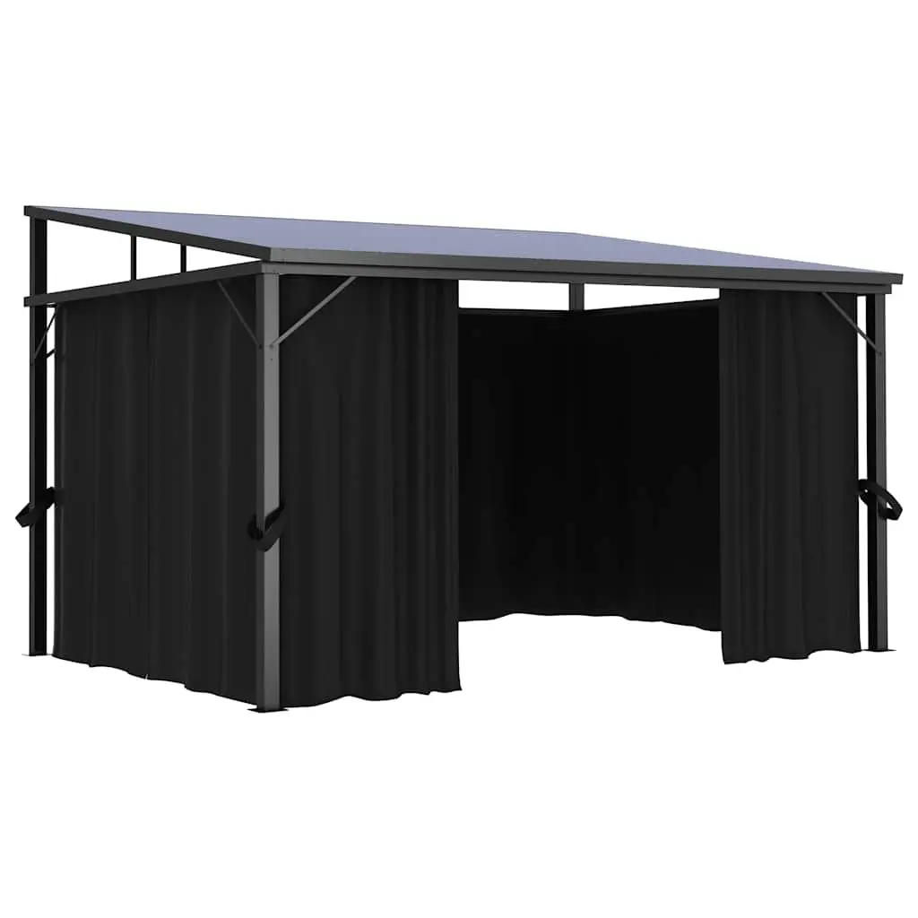 Gazebo with Curtain Outdoor Canopy Shade Shelter 405x294x244 cm Anthracite