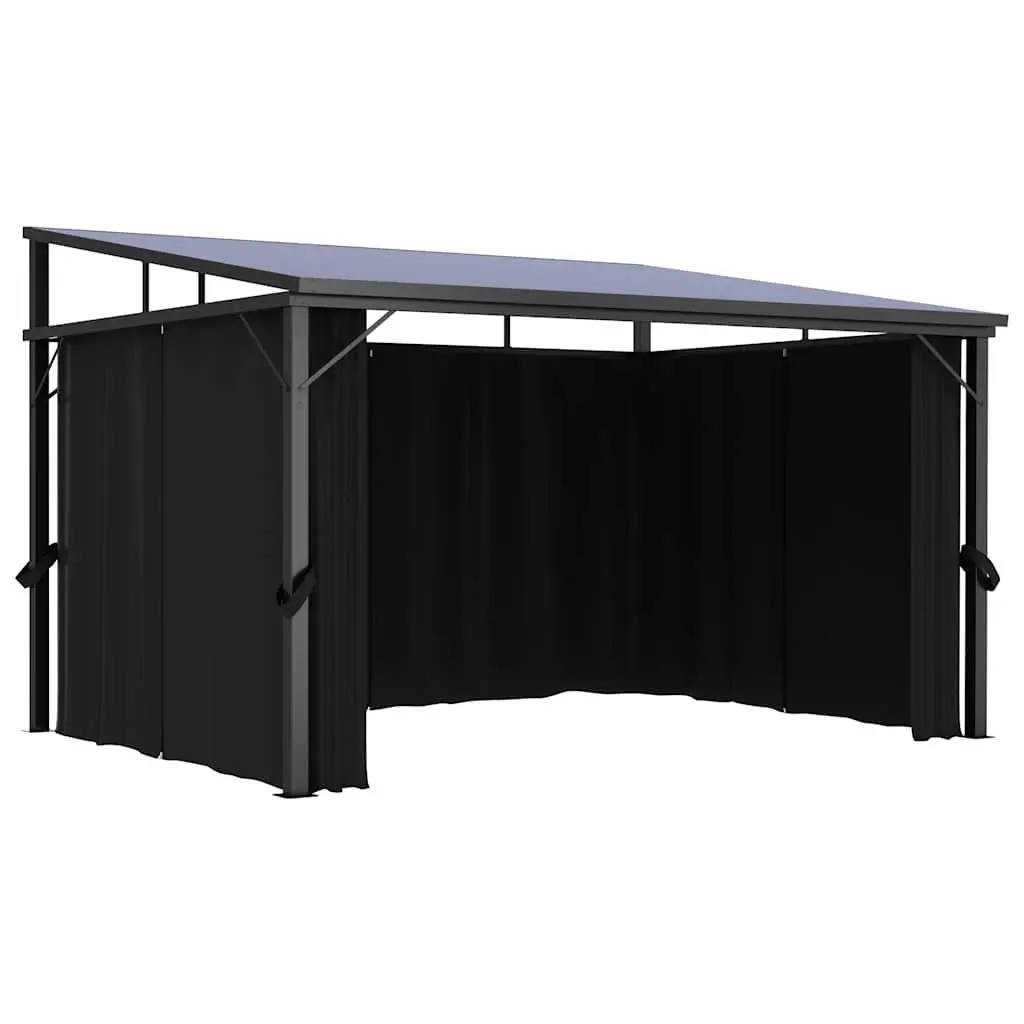 Gazebo with Curtain Outdoor Canopy Shade Shelter 405x294x244 cm Anthracite