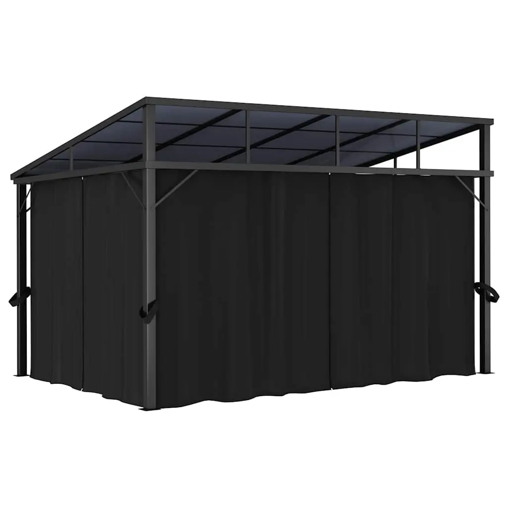 Gazebo with Curtain Outdoor Canopy Shade Shelter 405x294x244 cm Anthracite