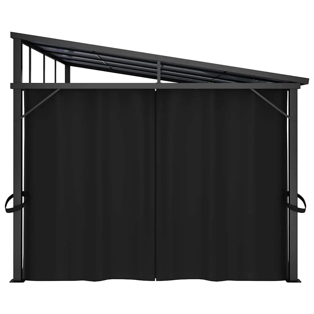 Gazebo with Curtain Outdoor Canopy Shade Shelter 405x294x244 cm Anthracite