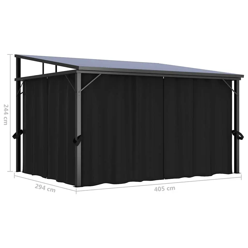 Gazebo with Curtain Outdoor Canopy Shade Shelter 405x294x244 cm Anthracite