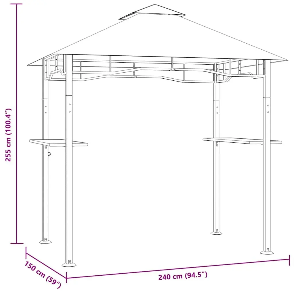 BBQ Gazebo Outdoor Garden Canopy Steel Frame Anthracite Weather Resistant
