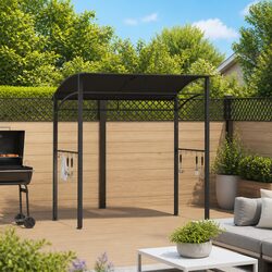 BBQ Gazebo 215x150x220 cm Anthracite Steel Frame Weather Resistant Outdoor