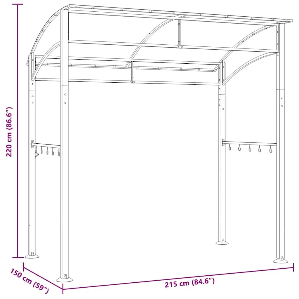 BBQ Gazebo Outdoor 215x150x220 cm Steel Frame Weather Resistant