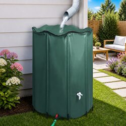 Collapsible Rain Water Tank: 1250L Capacity, Green PVC Frame