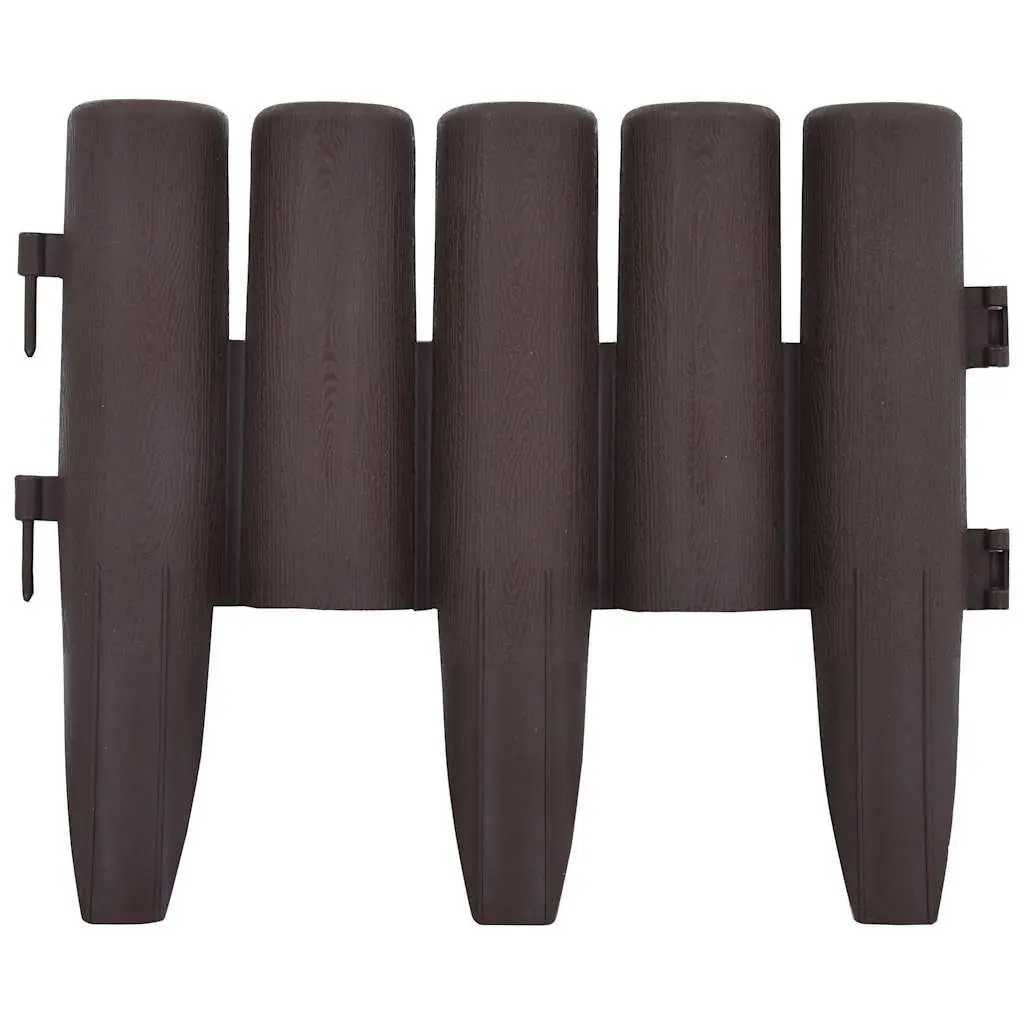 Lawn Edging 36 pcs Brown 10m Log Design Garden Border Fence PP Plant Bed Edge