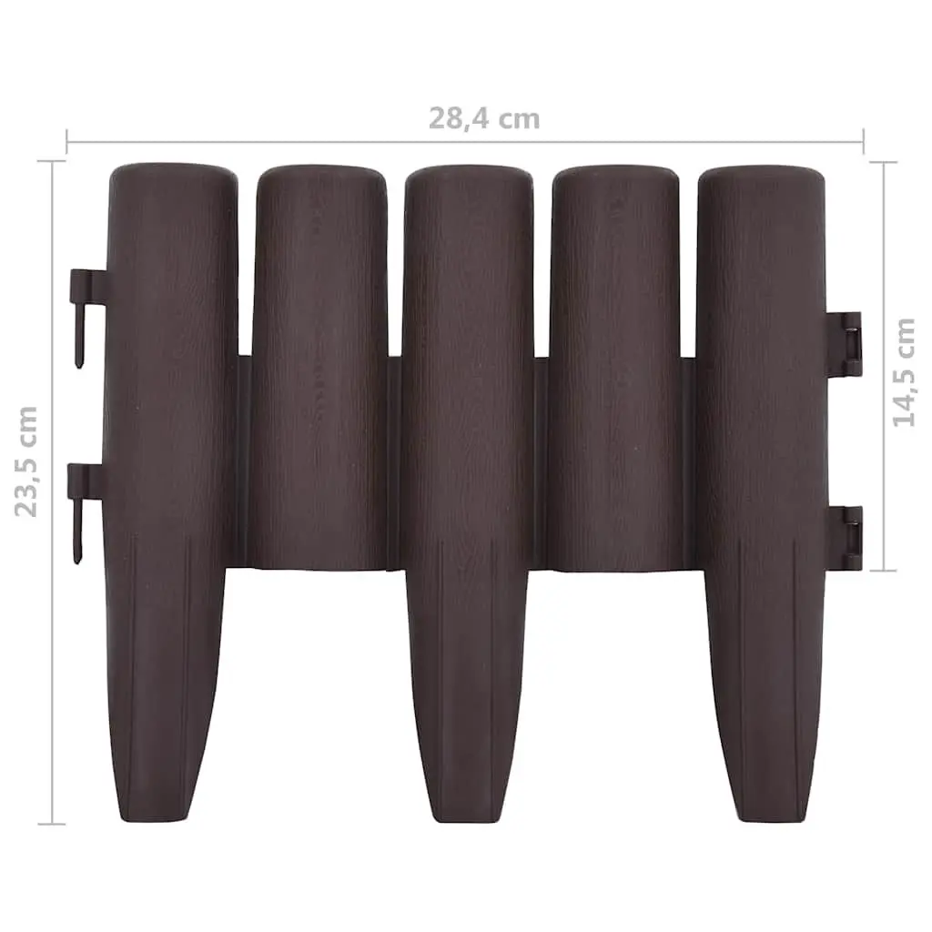 Lawn Edging 36 pcs Brown 10m Log Design Garden Border Fence PP Plant Bed Edge