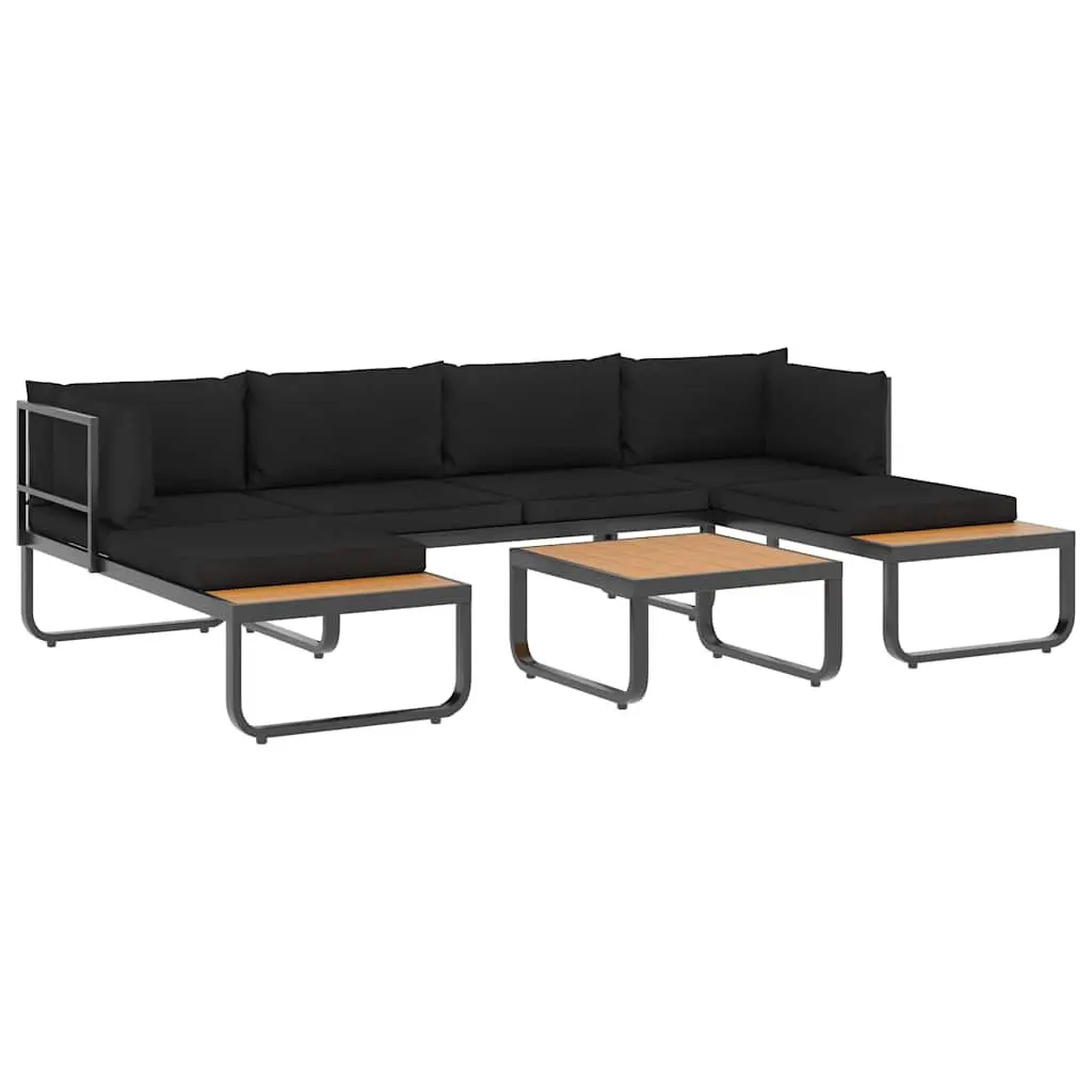 4 Piece Grey Corner Sofa Set for Outdoor Lounge with Seat Back Cushions